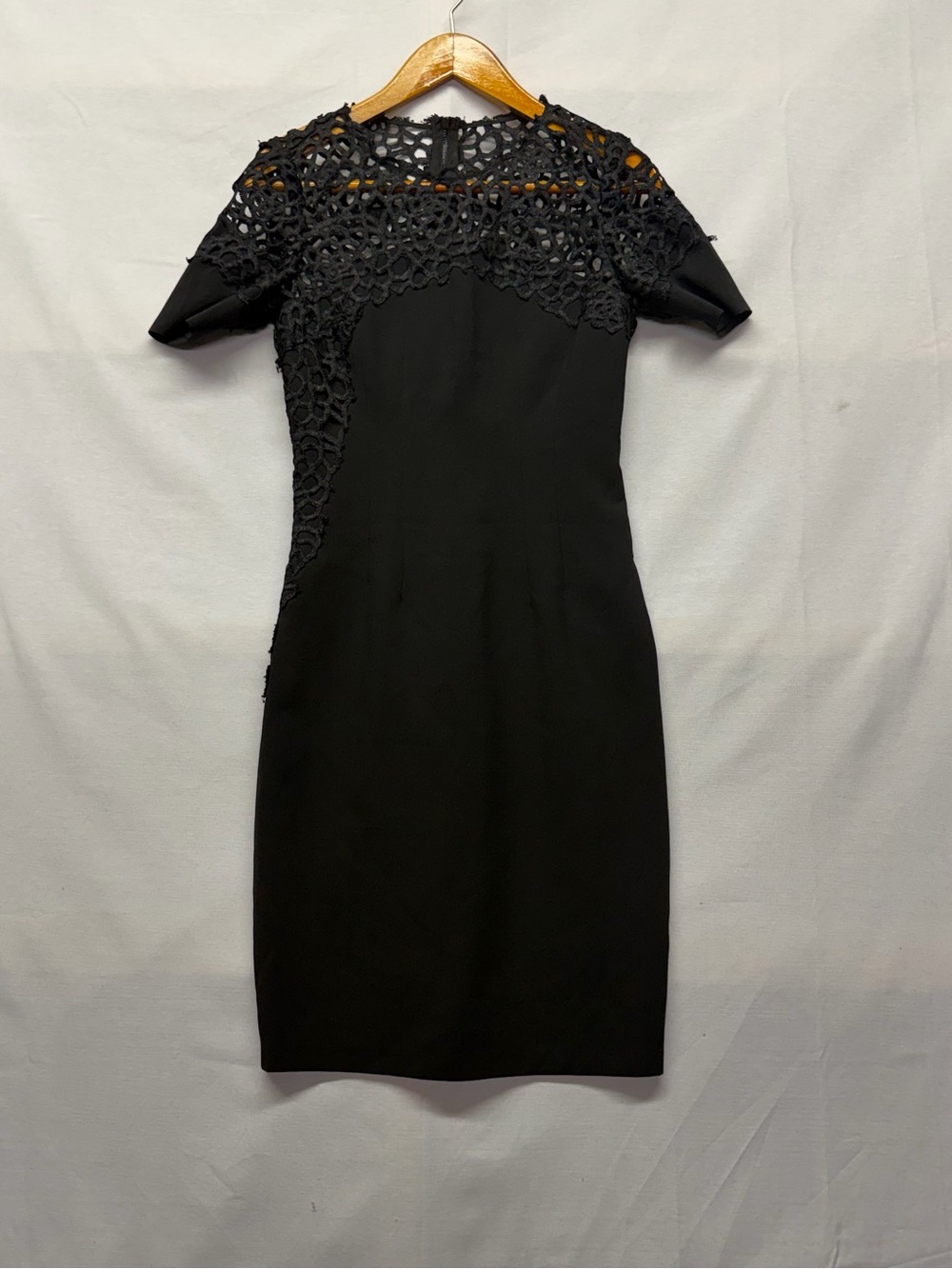 T Tahari Black Lace-Trim Etta Midi Sheath Dress Size 2